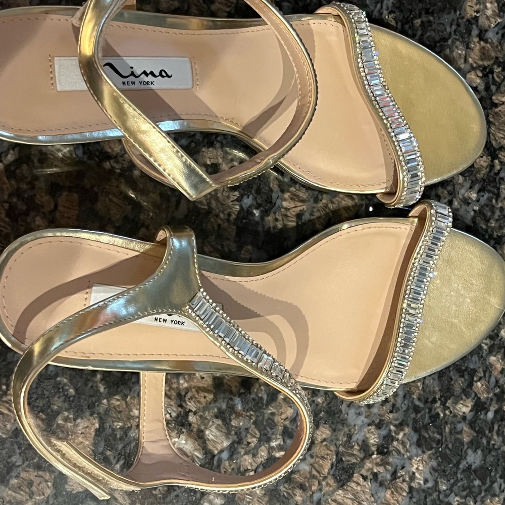 Gold strappy sandals